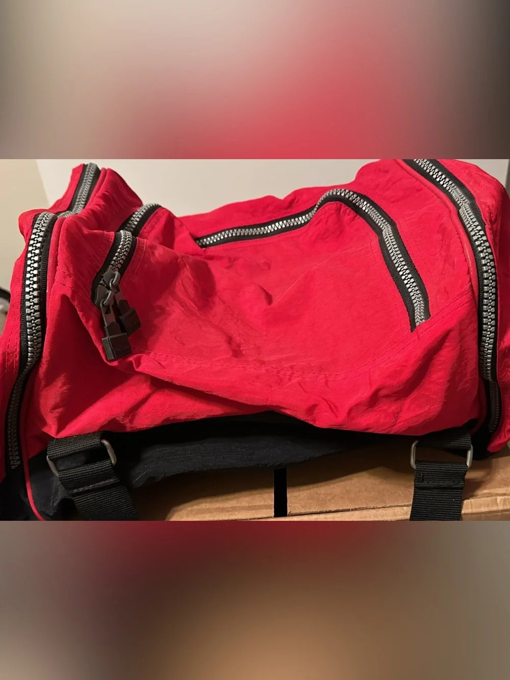 Vintage 1990s Marlboro Unlimited Red & Black Nylon Duffle Bag